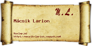 Mácsik Larion névjegykártya